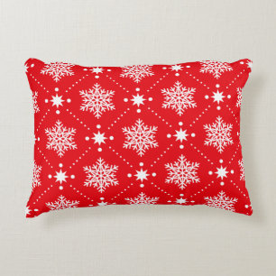 Classic Red and White Snowflakes Christmas Pattern Decorative Pillow