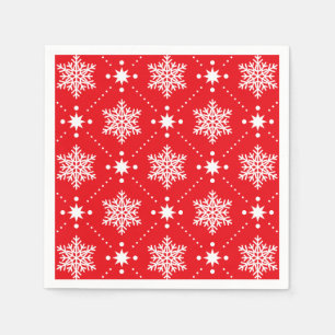 Classic Red and White Snowflakes Christmas Pattern Napkin
