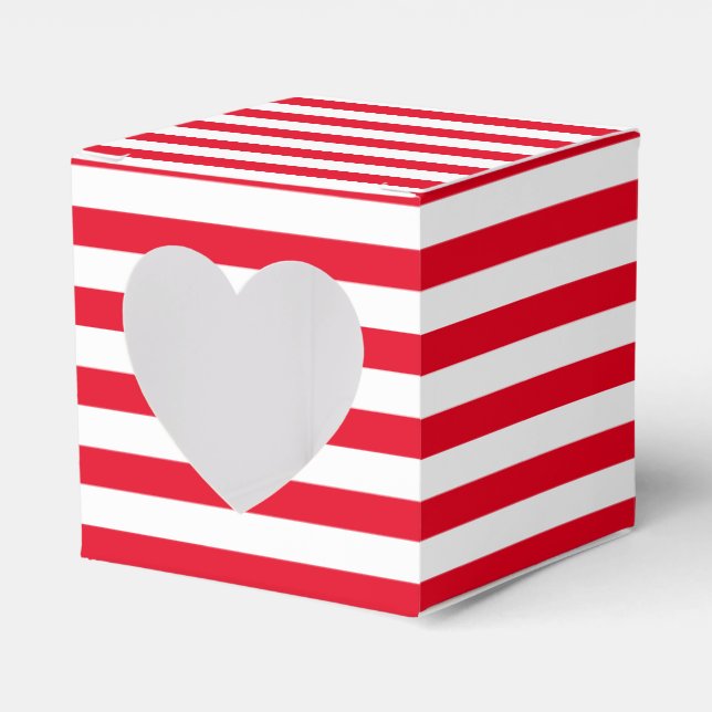 Classic Red and White Striped Favor Box (Front Side)