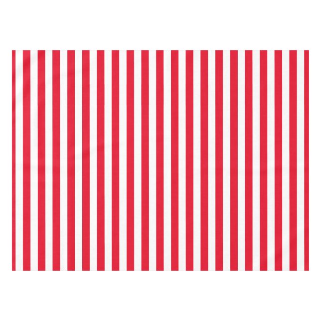 Classic Red and White Stripes Tablecloth (Front (Horizontal))