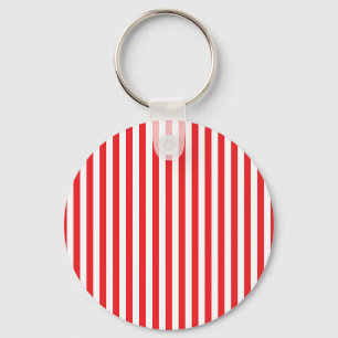 Classic Red and White Vertical Stripes Pattern Keychain
