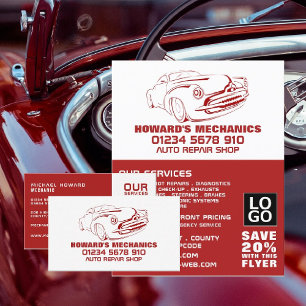 Classic Red, Auto Mechanic & Repairs Business Card