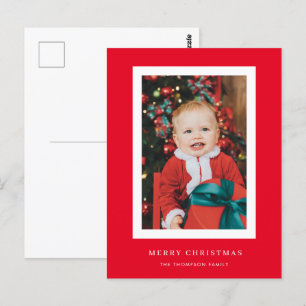 Classic Red Background Photo Christmas Card