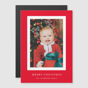 Classic Red Background Photo Christmas Card