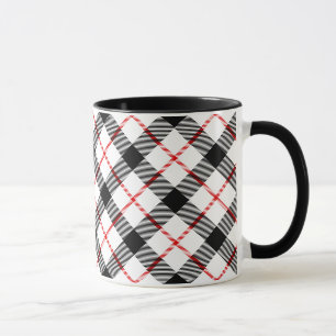Classic Red Black and White Plaid Mug