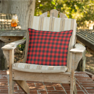 Classic Red Black Buffalo Check Plaid Pattern Outdoor Pillow