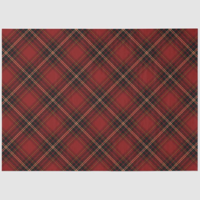 Classic Red, Black & Gold Christmas Tartan Tissue Paper (Front)