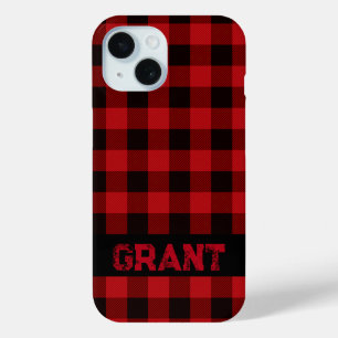 Classic red black plaid pattern  iPhone 15 case