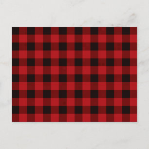 Classic red black plaid pattern  postcard