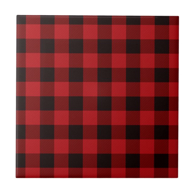  Classic red black plaid pattern Tile (Front)