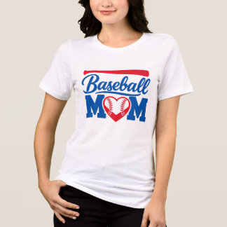 Classic Red Blue Heart Baseball Mom Game Day Tri-Blend Shirt
