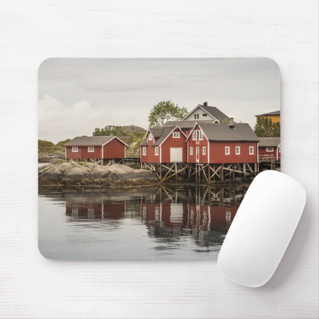 Classic Red Boat Bouses Norway Mouse Pad (With Mouse)