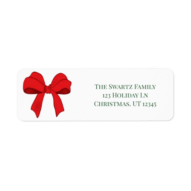 Classic Red Bow Christmas Return Address Labels (Front)