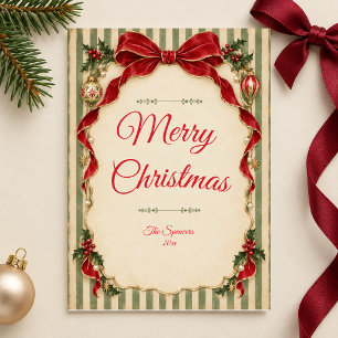 Classic Red Bow Merry Christmas Card
