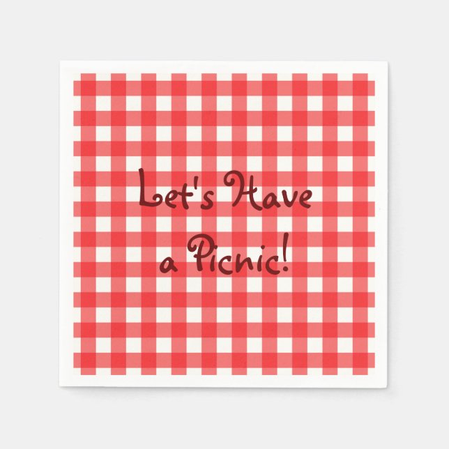 Classic Red Cafe Gingham Picnic Napkin (Front)