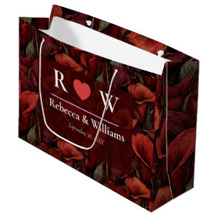 Classic Red Calla Lilies Themed Greenery Wedding Large Gift Bag