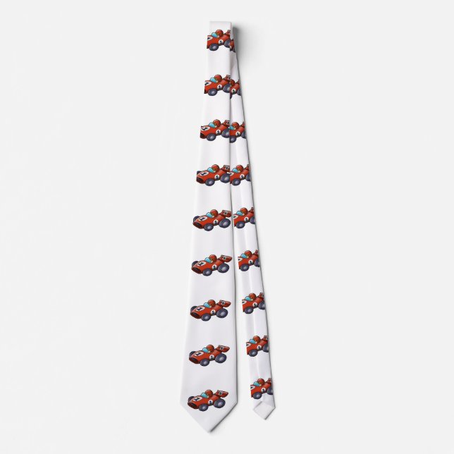 Classic red car cartoon for kids tie (Front)