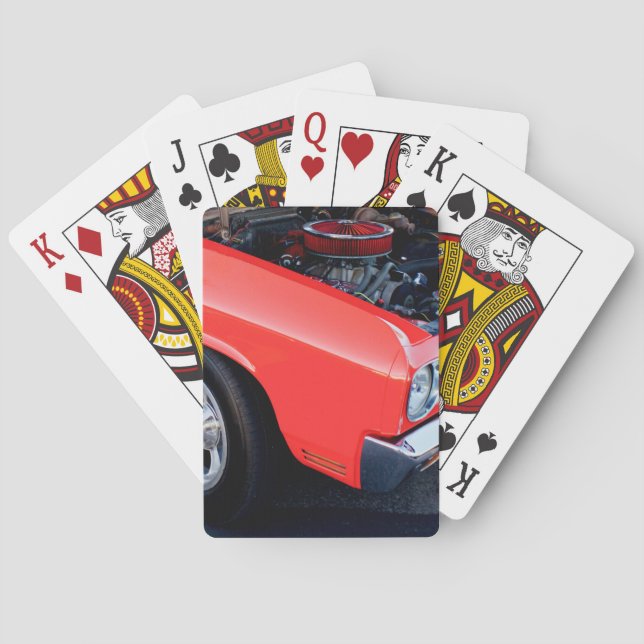 Classic Red Car Engine Playing Cards (Back)