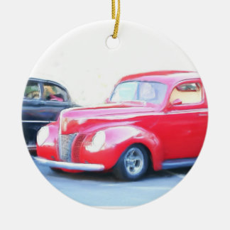 Classic red car ornament