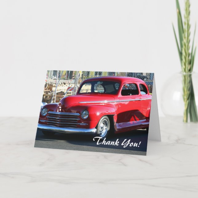 Classic Red Car Thank You greeting card (Front)