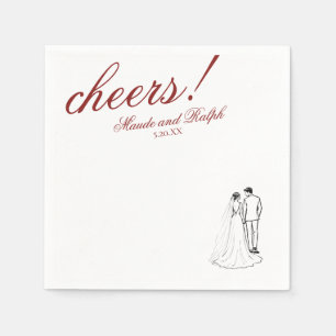 Classic Red Cheers Elegant Personalized Wedding Napkin