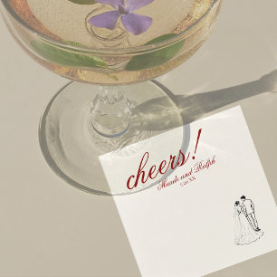Classic Red Cheers Elegant Personalized Wedding Napkin