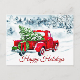 Classic Red Christmas Truck Corporate Greeting Postcard