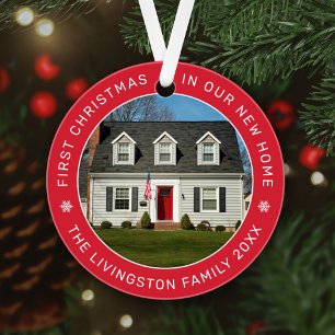 Classic Red Circle First Christmas New Home Ornament