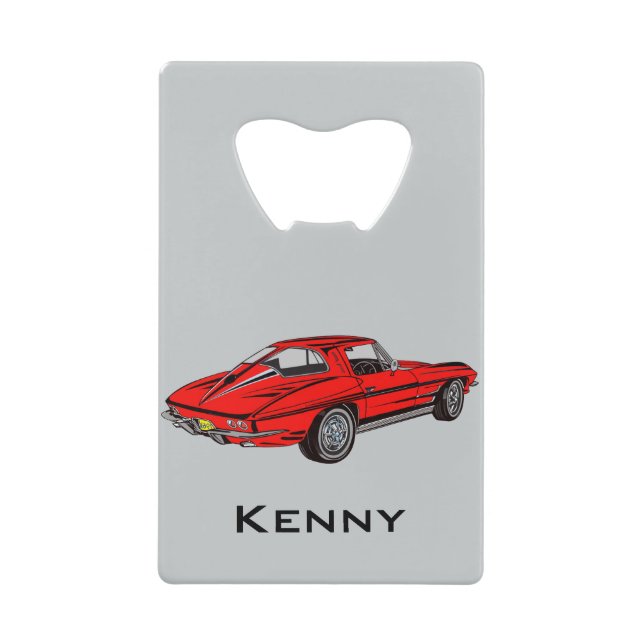 Classic Red Corvette Design Bottle Opener Wallet Bottle Opener (Front)