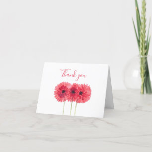 Classic Red Dahlia Floral Wedding Thank you  Card