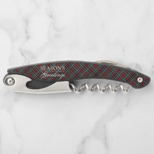 Classic Red Dark Blue Green Plaid Pattern Corkscrew