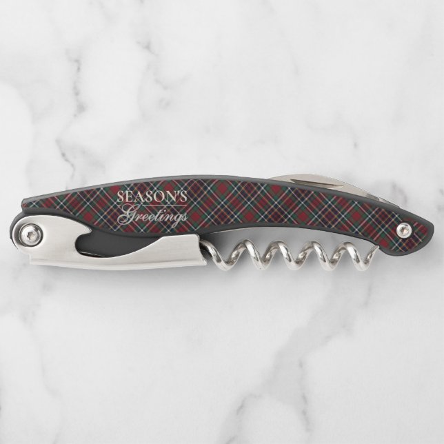 Classic Red Dark Blue Green Plaid Pattern Corkscrew (Front)