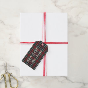 Classic Red Dark Blue Green Plaid Pattern Gift Tags