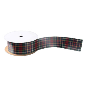 Classic Red Dark Blue Green Plaid Pattern Satin Ribbon