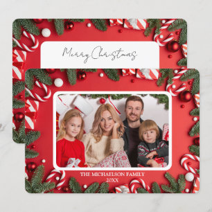 Classic Red Family Christmas Photo Card