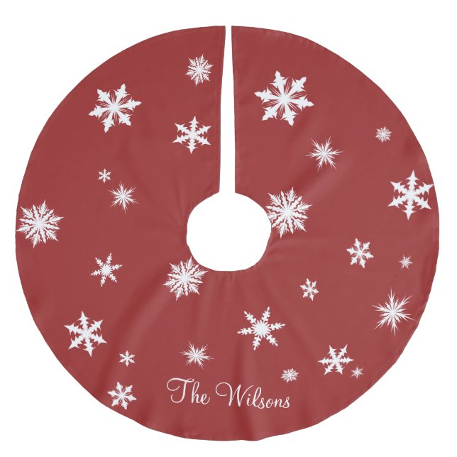 Classic Red Family Tree Skirt (Front)