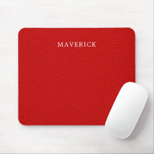 Classic Red Felt Look Personalized Name Mouse Pad