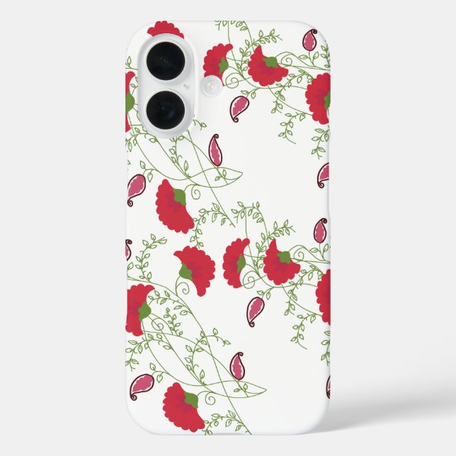 Classic Red Floral & Paisley Pattern iPhone Case  (Back)