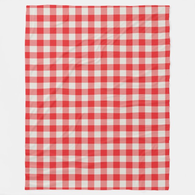 Classic Red Gingham Check Pattern Fleece Blanket (Front)