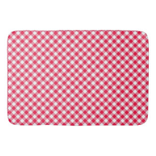 Classic Red Gingham Country Pattern Bath Mat