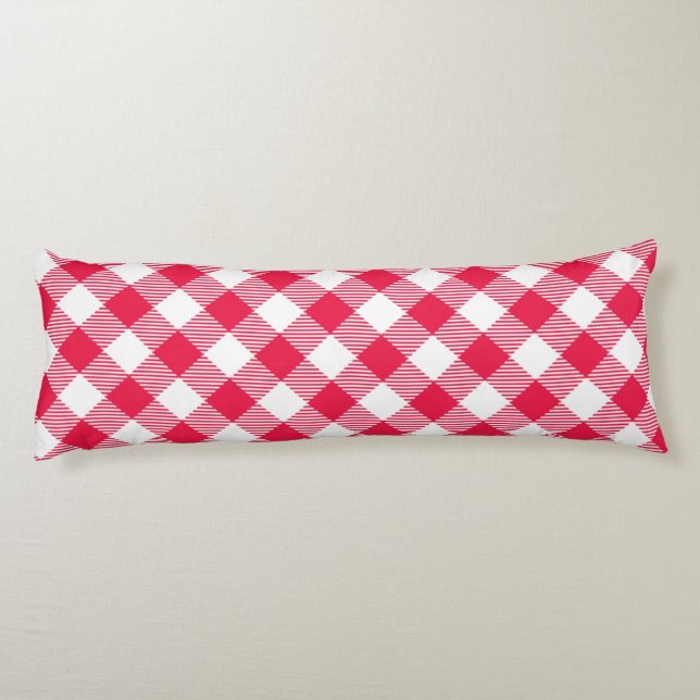 Classic Red Gingham Country Pattern Body Pillow (Back)