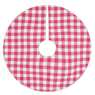 Classic Red Gingham Country Pattern Brushed Polyester Tree Skirt