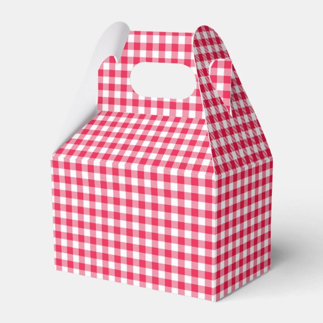 Classic Red Gingham Country Pattern Favor Box (Front Side)