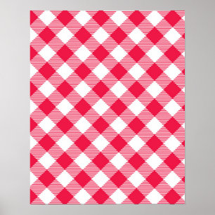 Classic Red Gingham Country Pattern Poster