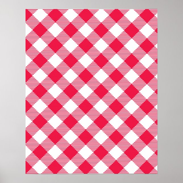 Classic Red Gingham Country Pattern Poster (Front)