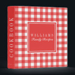 Classic Red Gingham Family Recipe Cookbook Binder<br><div class="desc">Classic Gingham patterned personalized family recipe cookbook binder!</div>