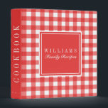 Classic Red Gingham Family Recipe Cookbook Binder<br><div class="desc">Classic Gingham patterned personalized family recipe cookbook binder!</div>