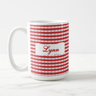 Classic Red Gingham Personalized Name  Coffee Mug