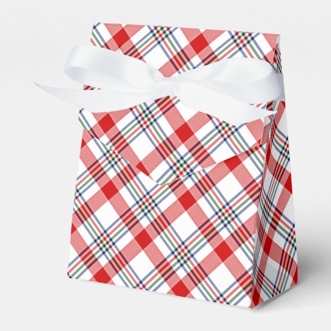 Classic Red Green Blue White Plaid Pattern Favor Box (Front Side)