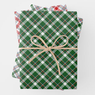 Classic Red Green Blue White Tartan Check Pattern Wrapping Paper Sheet
